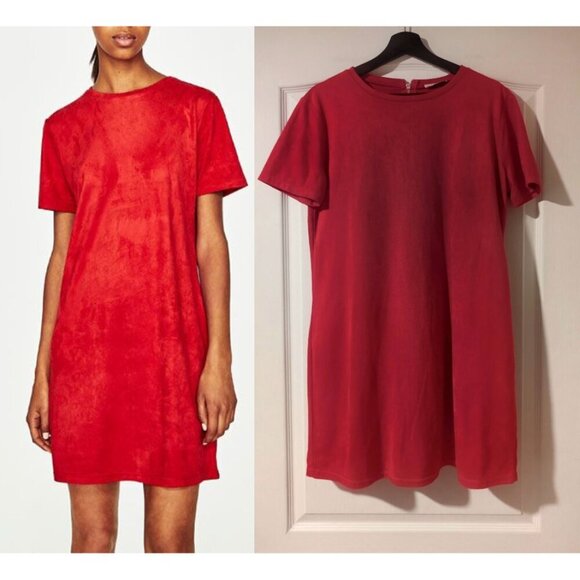 Zara | Suede-effect Dress in Red - Picture 1 of 6